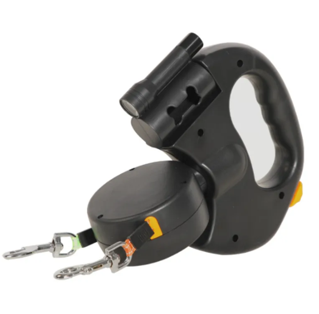 Double dog leash for walking two dogs